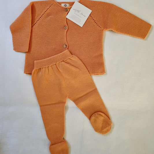 Knit Cardigan & pants Set - Orange