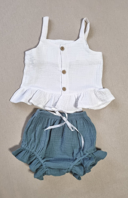 Baby 2 Piece Muslin set - Blue