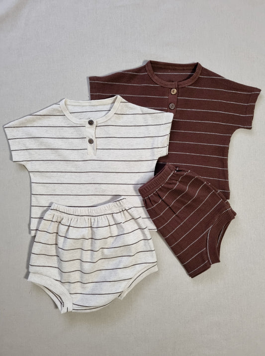 Baby T & Bloomer shorts set Chocolate Stripe