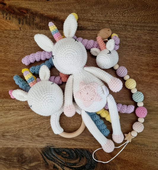 Crocheted Unicorn Doll set