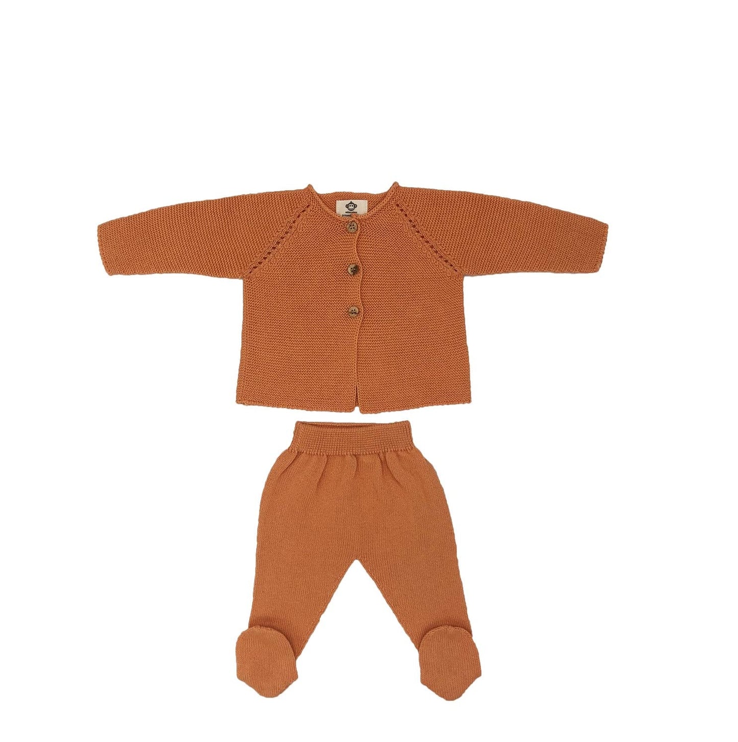 Knit Cardigan & pants Set - Orange