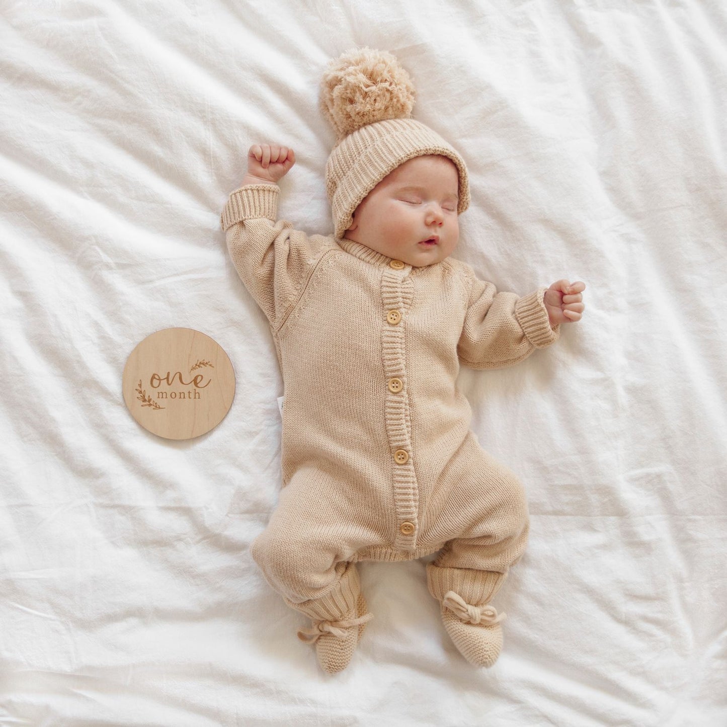 Classic Knit Romper - Biscuit