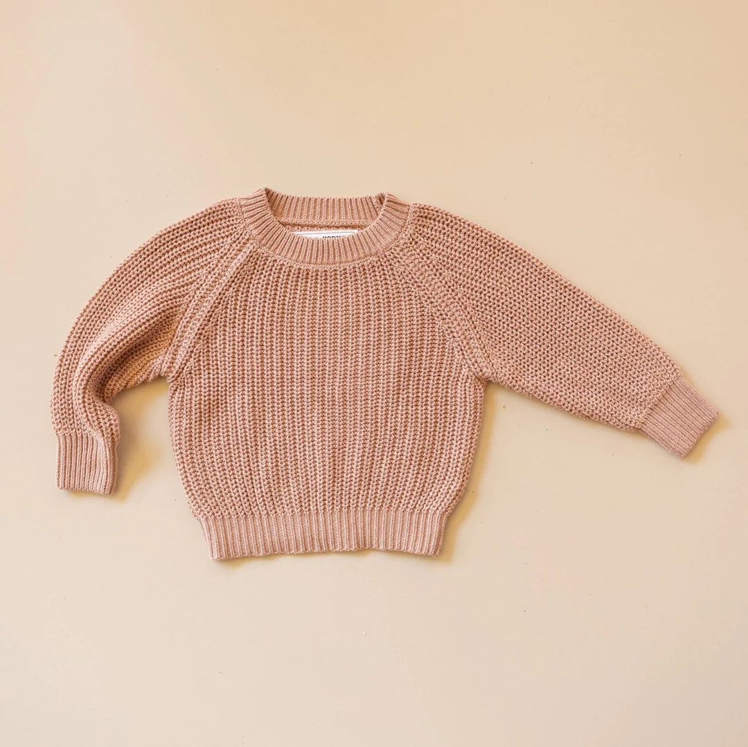 Gorgeous chunky knit sweater for babies & toddlers in  sirocco colour. nice relaxed fit