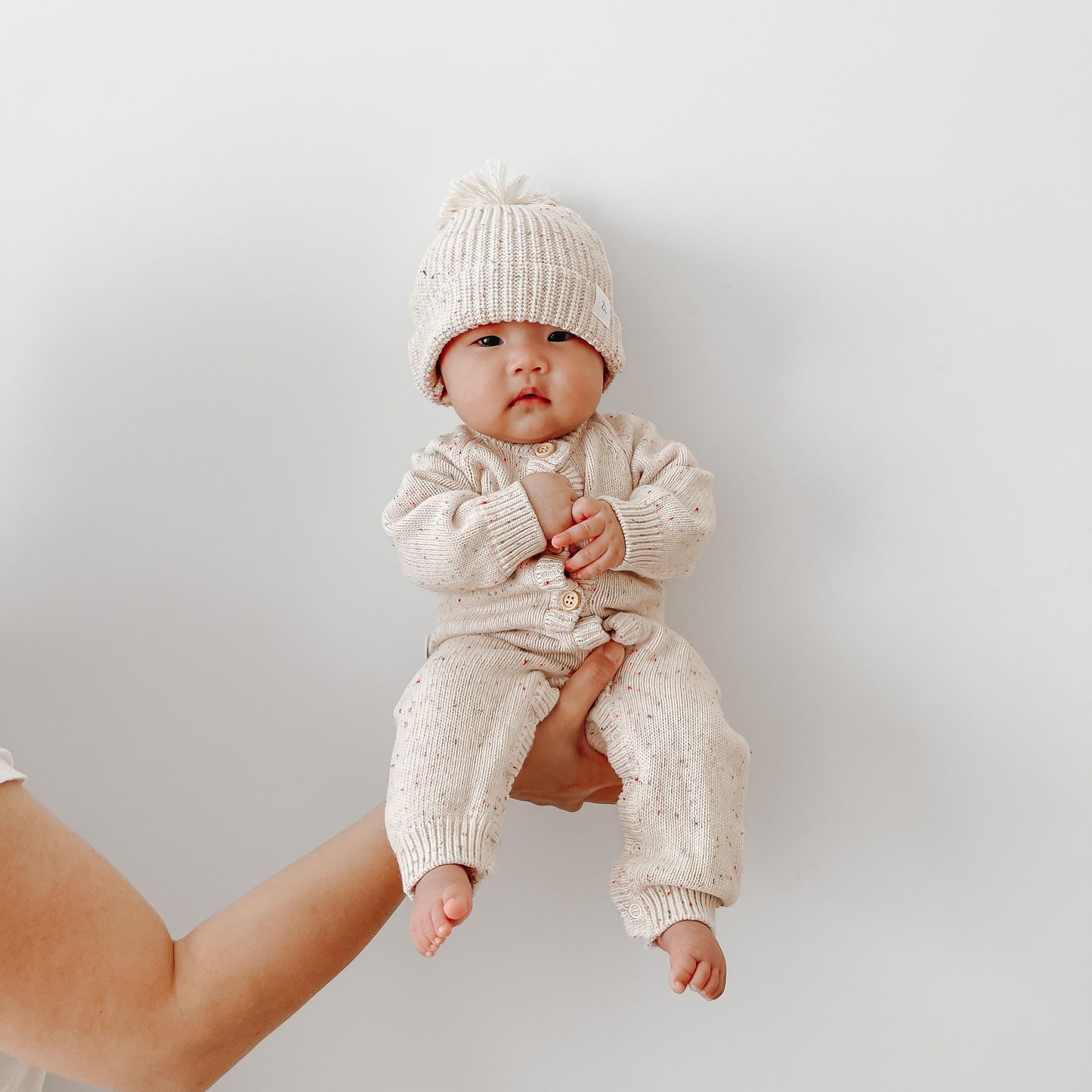 Classic Knit Romper - Oatmeal Fleck