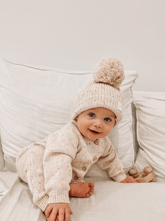 Classic Knit Romper - Oatmeal Fleck