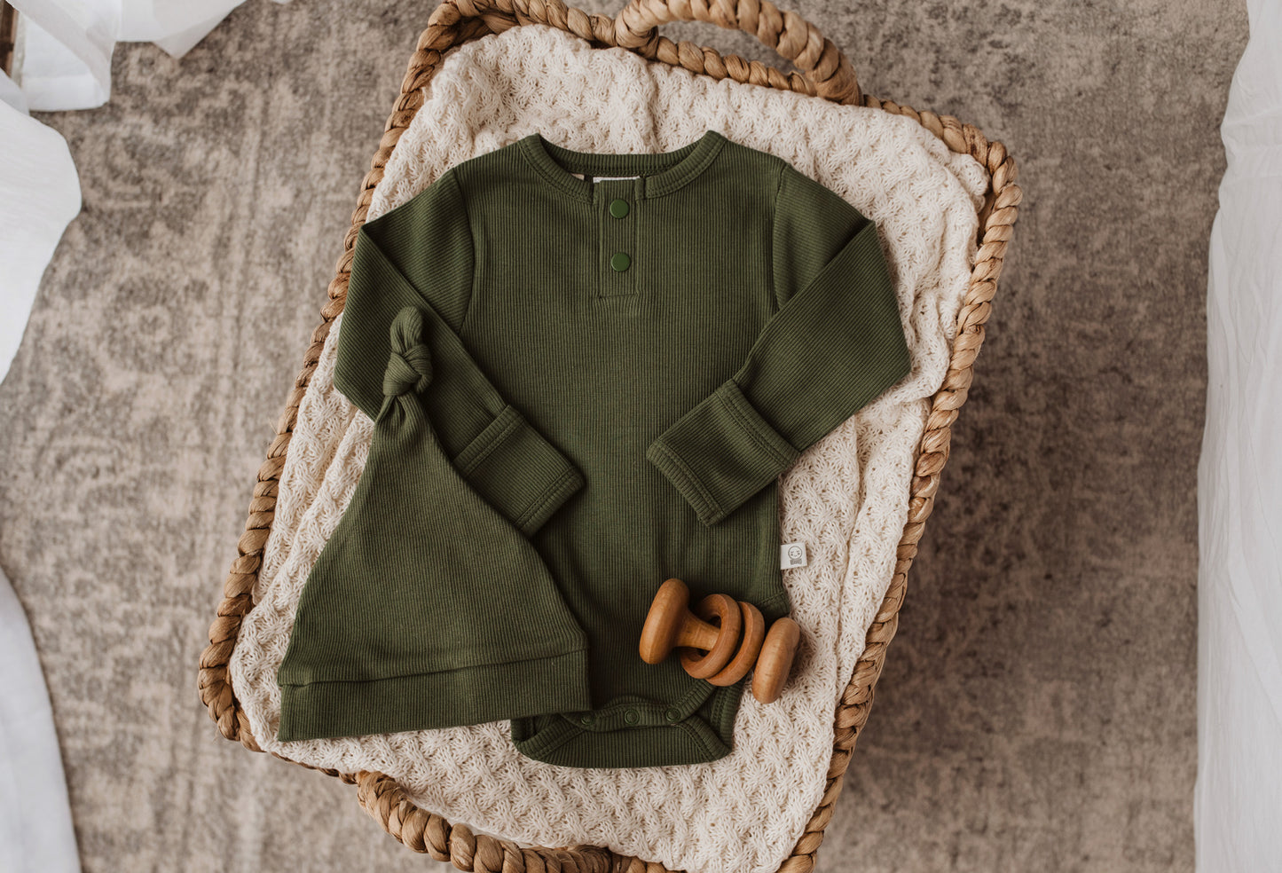 Olive Organic Long Sleeve Bodysuit