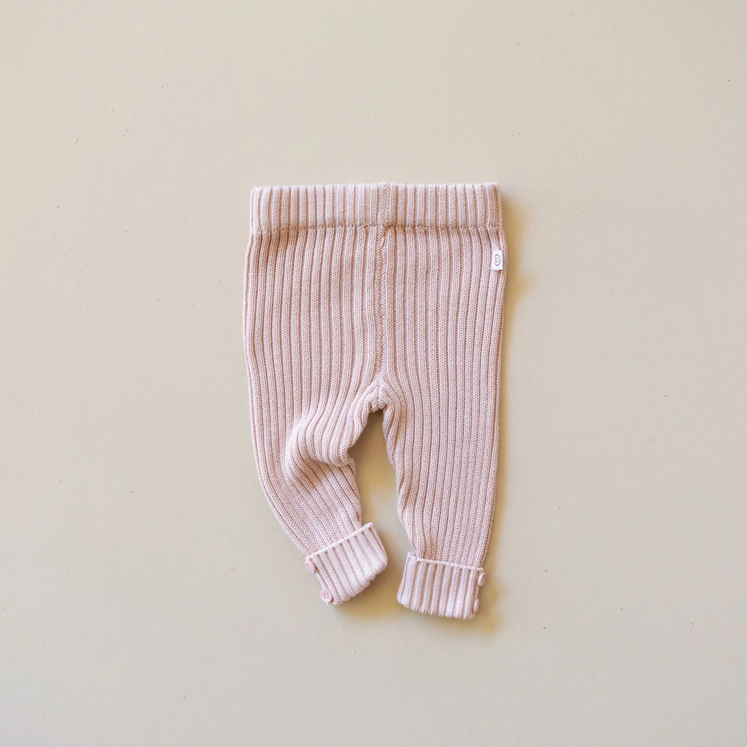 Soft Bamboo rib knit leggings for babies & toddlers in an Pink colour.