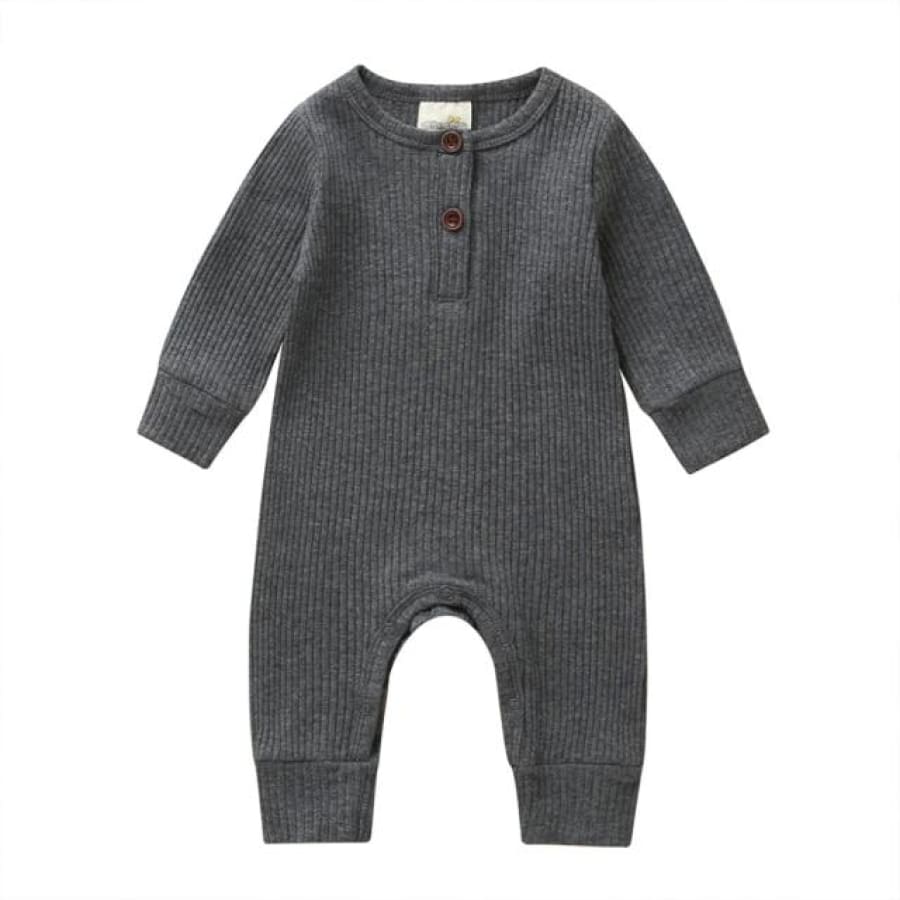 Ribbed baby & toddler jumpsuit in a dark grey. 