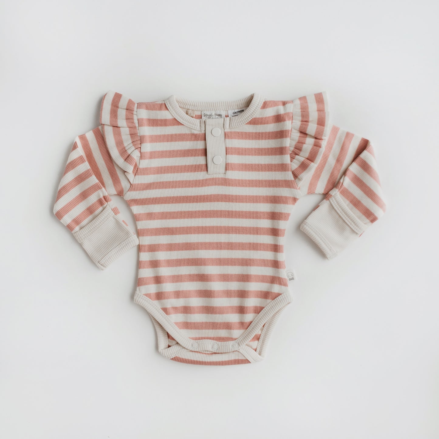 Rose Stripe Organic Long Sleeve Bodysuit